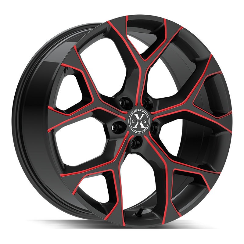 XCess 5 Flake in Gloss Black Candy Red Milled