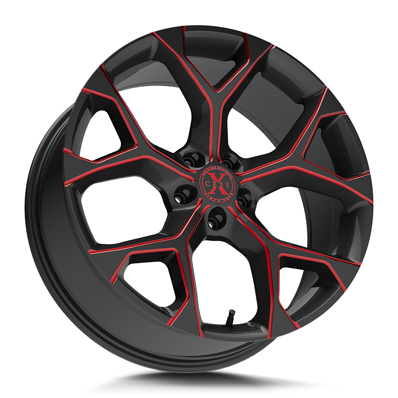 Xcess X05 5-Flake Gloss Black Milled Red