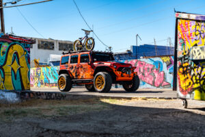 22x12 M25 OffRoad Monster Wheels on the 2021 SEMA Orange Jeep JK