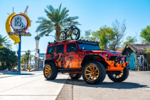 22x12 M25 OffRoad Monster Wheels on the 2021 SEMA Orange Jeep JK