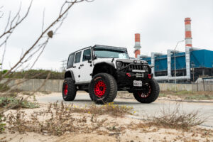 M50 OffRoad Monster Wheels on a White Jeep JK