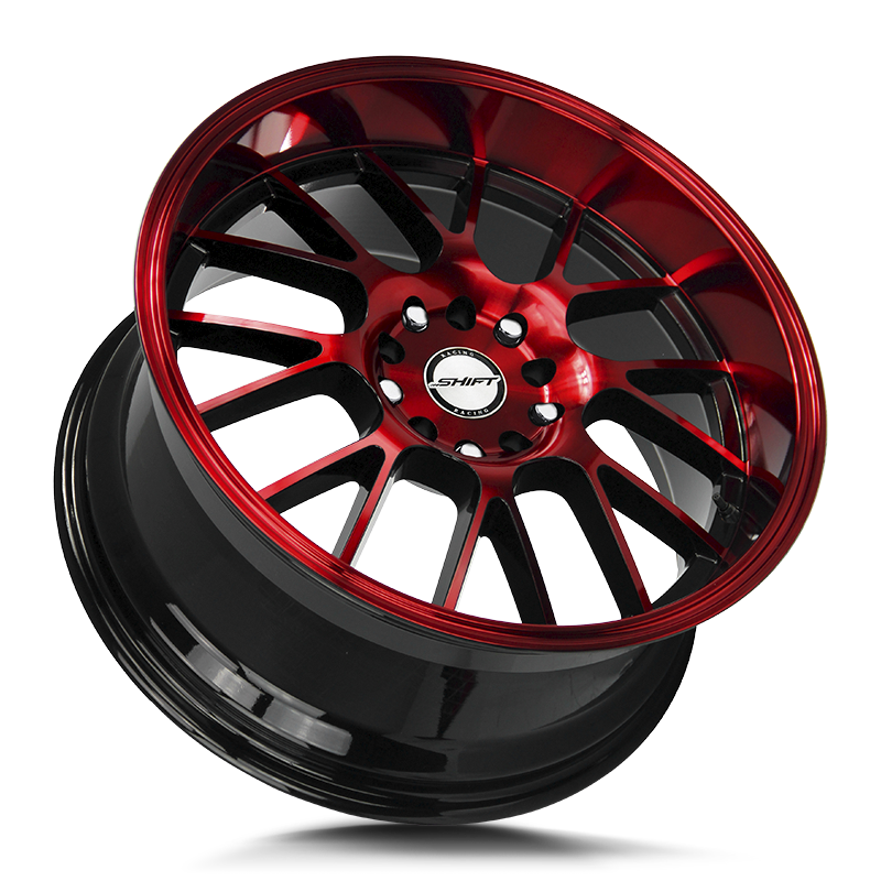 The Crank Wheel by Shift in Gloss Black Candy Red Machine