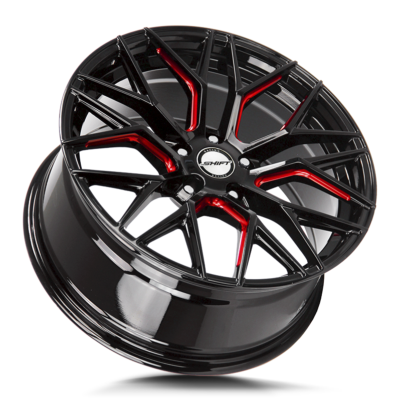 The Spring Wheel by Shift in Gloss Black Candy Red Milled