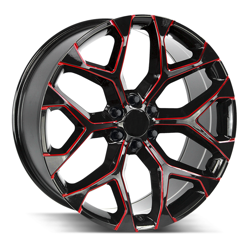 The Snowflake Wheel by Strada OE Replica in Gloss Black Candy Red Milled