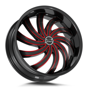 The Flame Wheel by Strada in Gloss Black Candy Red Milled – Strada Wheels