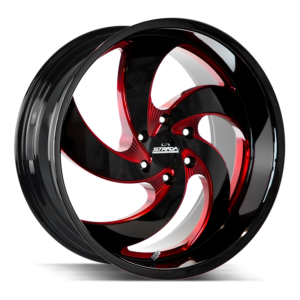 The Retro 5 Wheel by Strada Street Classics in Gloss Black Candy Red Milled