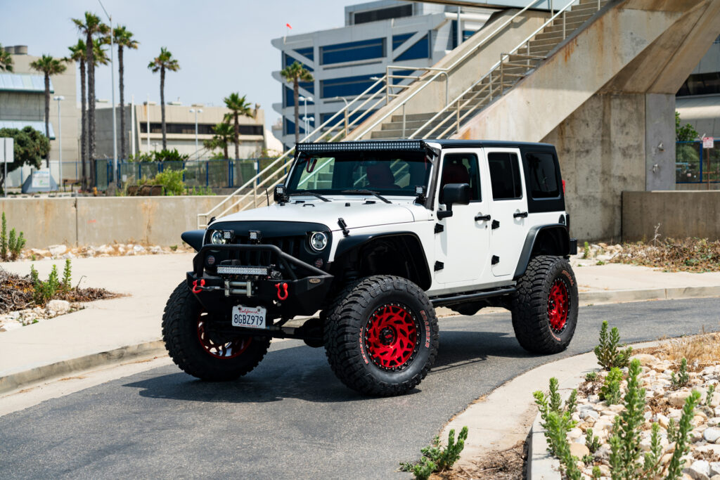 M50 OffRoad Monster Wheels on a White Jeep JK