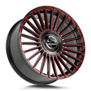 The Martello Wheel by Strada in Gloss Black Milled Red – Strada Wheels
