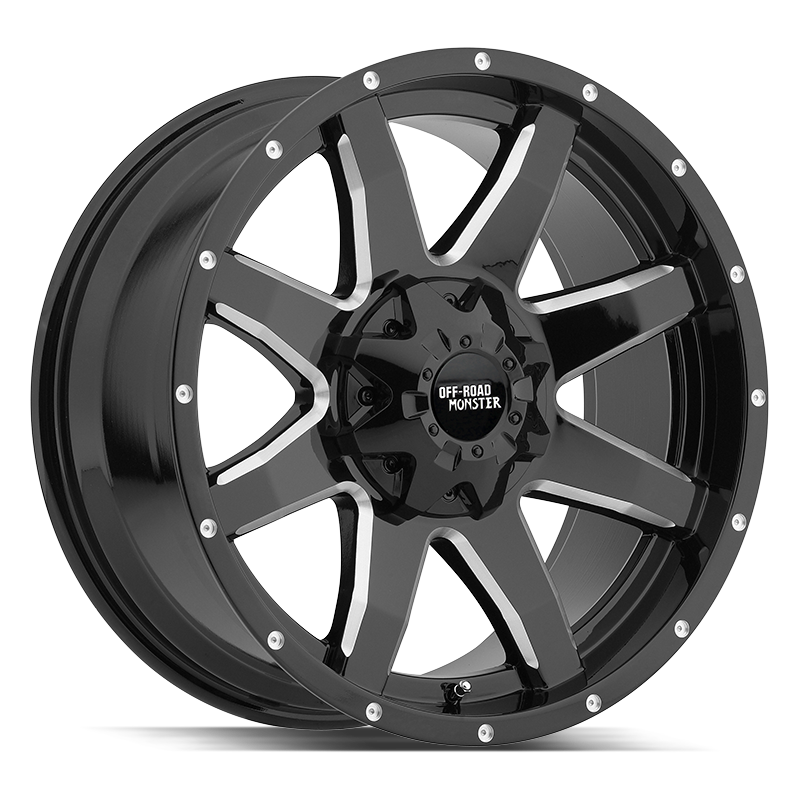 The M08 Wheel by Off Road Monster in Gloss Black Milled