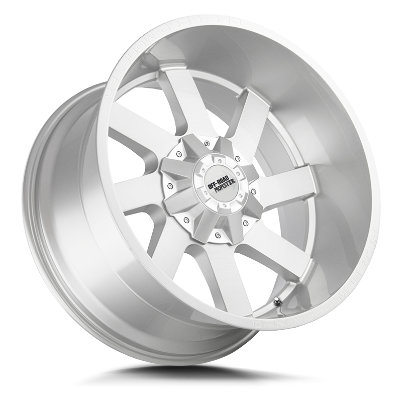 The M80 Wheel by Off Road Monster in Brushed Face Silver