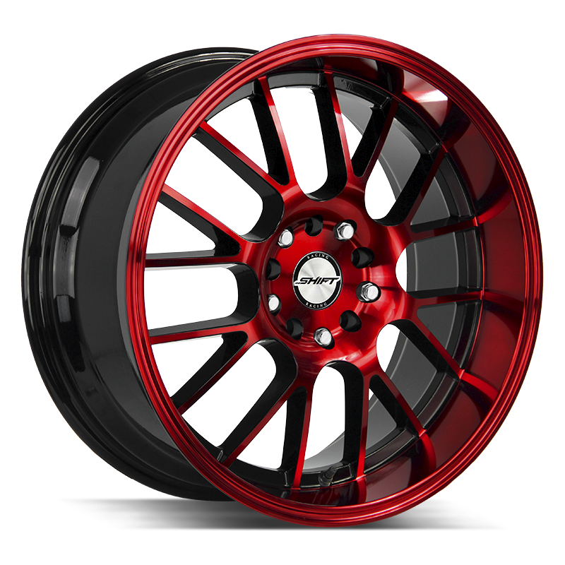 The Crank Wheel by Shift in Gloss Black Candy Red Machine