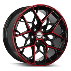 The Piston Wheel by Shift in Gloss Black Candy Red Machine