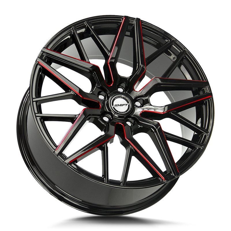 The Spring Wheel by Shift in Gloss Black Candy Red Milled – Strada Wheels