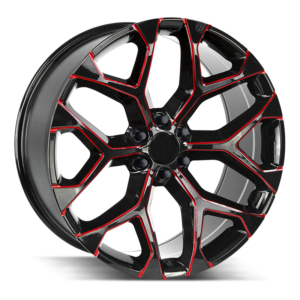 The Snowflake Wheel by Strada OE Replica in Gloss Black Candy Red Milled