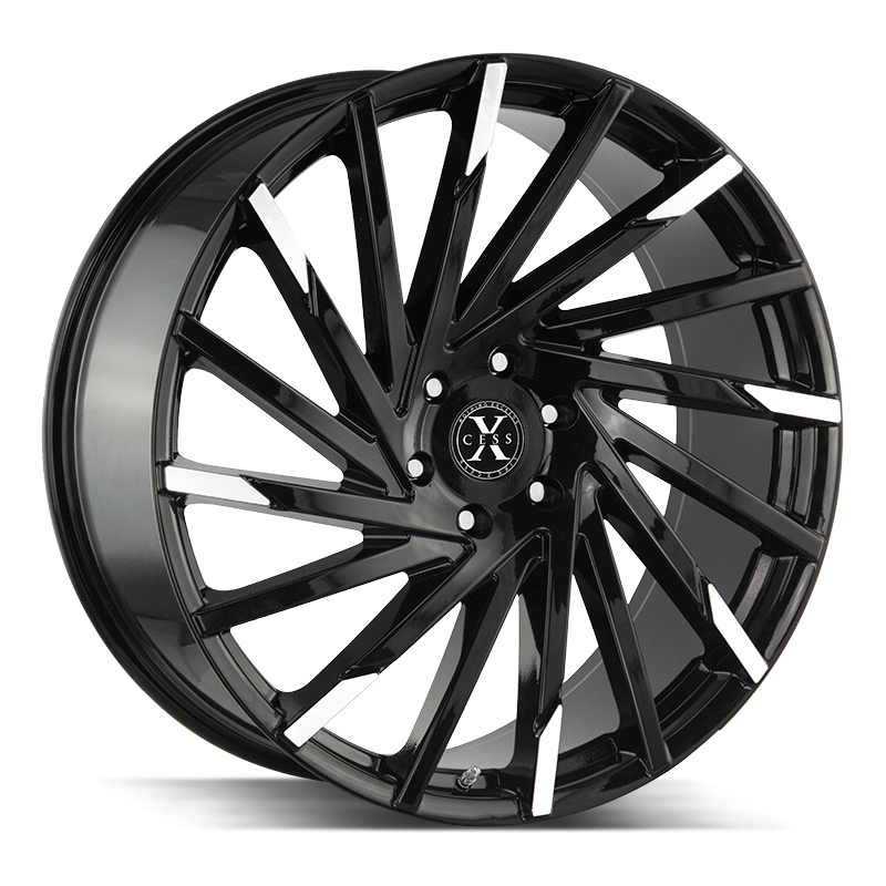 The X02 Wheel by Xcess in Gloss Black Machined Tips